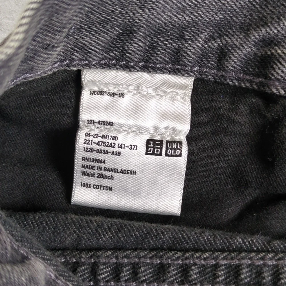 Uniqlo Wide Straight Jeans Womens 28x26 Gray Baggy Relaxed High Rise Grunge Y2K